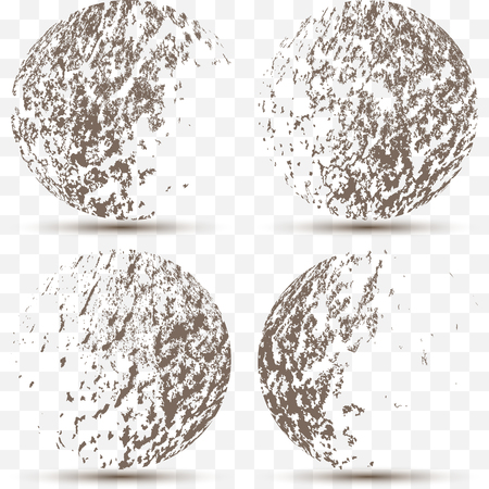 Vector set of different striped 3d grunge spheres.Distressed textureのイラスト素材