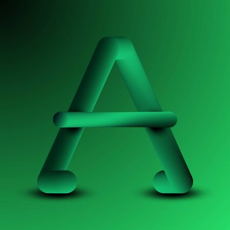 Letter A.3d gradient.Liquid effect.Fluid, dynamic,vibrant green colorのイラスト素材