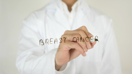 Breast Cancer, Written on Glass by Doctor in Studioの写真素材