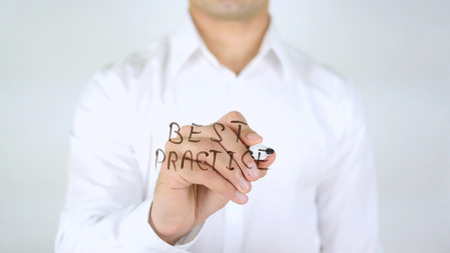 Best Practice, Man Writing on Glass, Handwrittenの写真素材