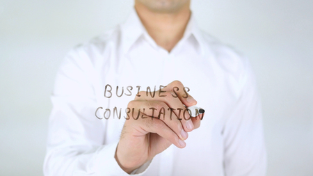 Business Consultation, Man Writing on Glass, Handwrittenの写真素材
