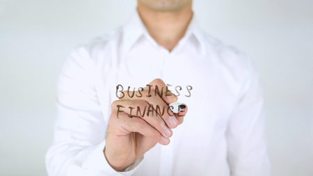 Business Finance, Man Writing on Glass, Handwrittenの写真素材