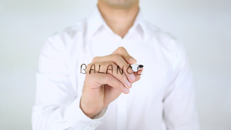 Balance, Man Writing on Glass, Handwrittenの写真素材