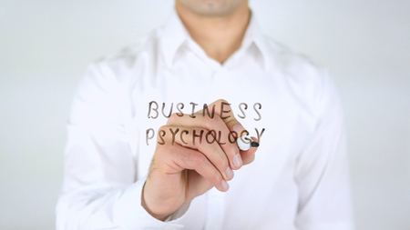 Business Psychology, Man Writing on Glass, Handwrittenの写真素材