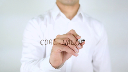Core Value, Man Writing on Glass, Handwrittenの写真素材