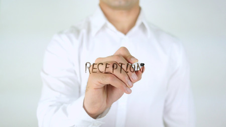 Reception, Man Writing on Glassの写真素材