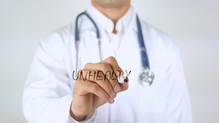 Unhealthy, Doctor Writing on Glassの写真素材