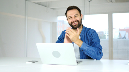 Applauding, Man Clapping for Best Performer in Officeの写真素材