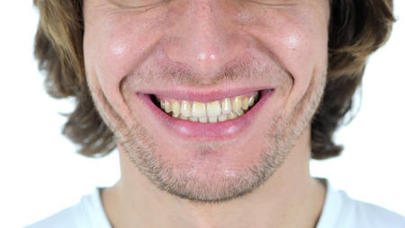Smiling Lips, Close up of Man Faceの写真素材