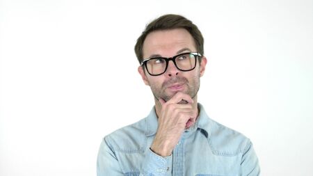Thinking Casual Man Got New Idea Isolated on White Background