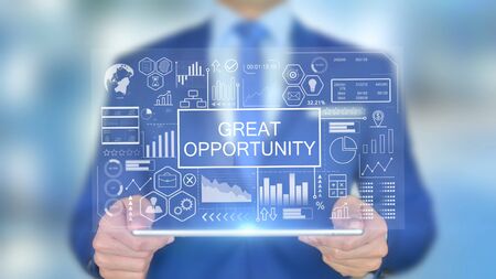 Great Opportunity, Businessman with Hologram Conceptの写真素材