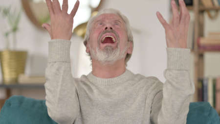Senior Old Man Shouting at Home, Screamingの写真素材