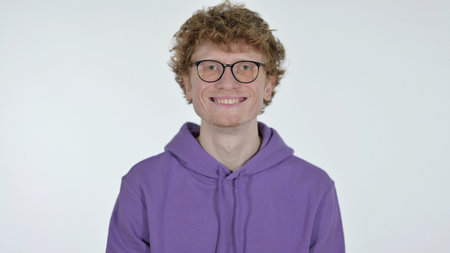 Smiling Redhead Man, White Background
