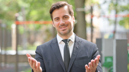 Webcam View of Young Businessman Doing Online Video Talkの写真素材