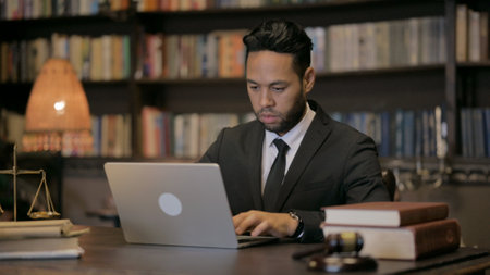 Young Lawyer Working on Laptopの写真素材