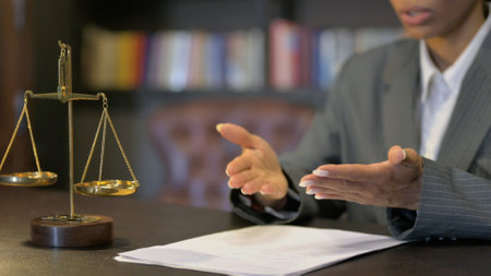 Close up of Female Judge Hand Talking Gestureの写真素材
