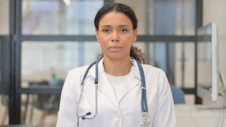Portrait of Serious African Female Doctorの写真素材