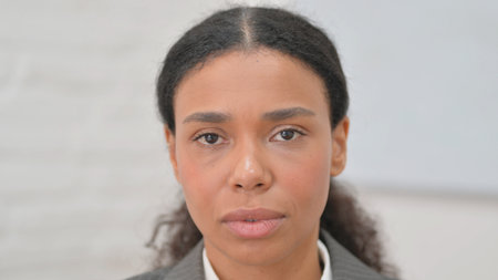 Close up of Serious African Business Womanの写真素材