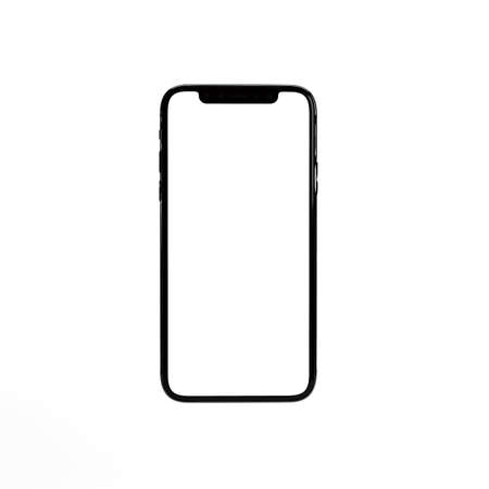 3D image of smartphone with white screenの写真素材