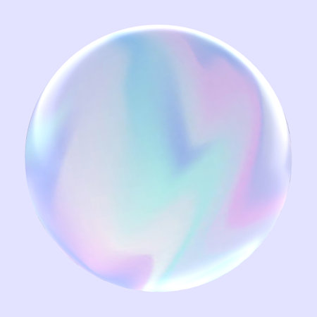 3D illustration of a rainbow-colored soap bubbleの写真素材