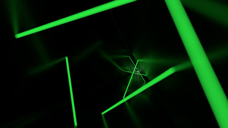 3D illustration of passage with laser beam security placedの写真素材