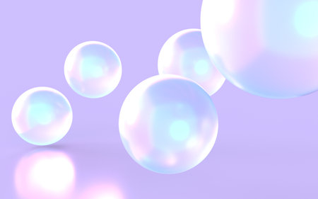 Photoreal 3D illustration of iridescent pearlsの写真素材