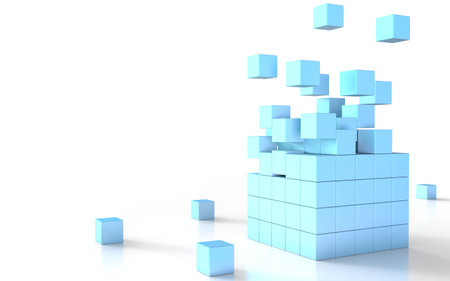 3D illustration of stacked cubes