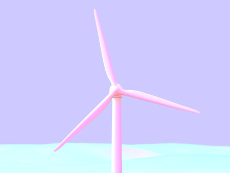 3D illustration of wind power generation in a fantastic landscape