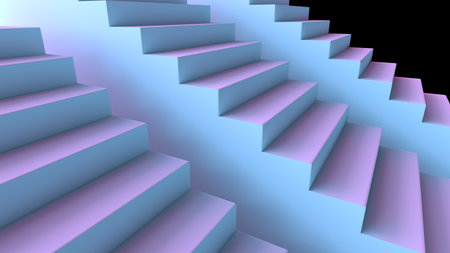 3D illustration of stair podium. Three staircases with different heights.の写真素材