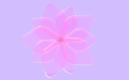 3D illustration of flowers made of crystal glassの写真素材