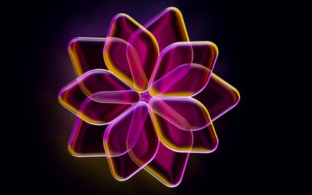 3D illustration of a flower made of crystal glassの写真素材