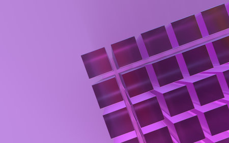 3D illustration of crystal glass cube abstractの写真素材