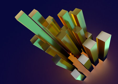 3D illustration of crystal crystal illuminated by fantastic lightの写真素材