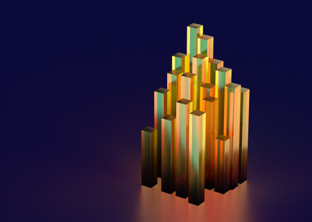 3D illustration of crystal crystal illuminated by fantastic lightの写真素材