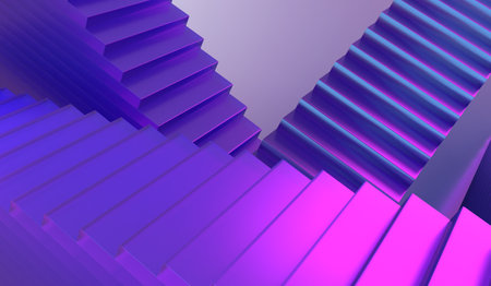 3D illustration of a labyrinth with intricate stairsの写真素材