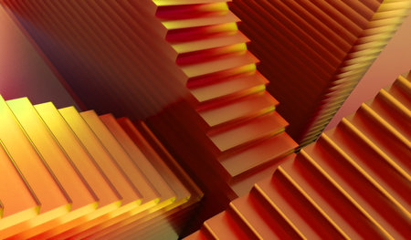 3D illustration of a labyrinth with intricate stairsの写真素材