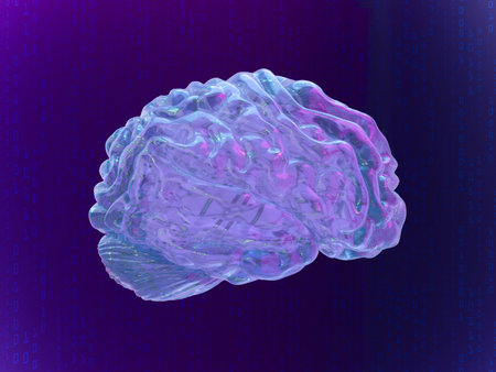 Artificial intelligence brain lit up in fantastic lightの素材