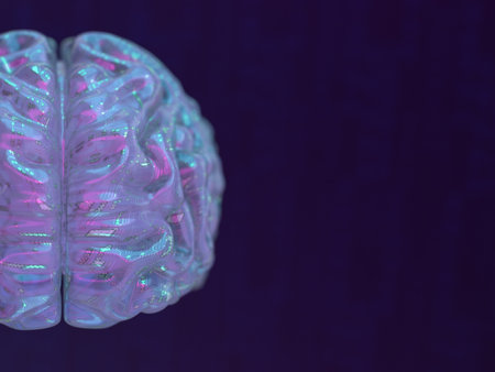Artificial intelligence brain lit up in fantastic lightの素材