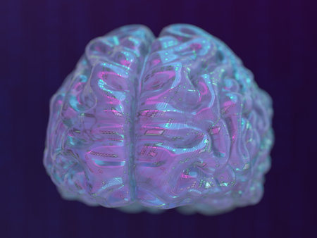 Artificial intelligence brain lit up in fantastic lightの素材