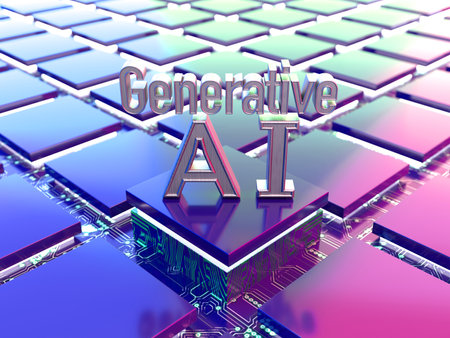 Artificial intelligence concept with circuit board, 3d render illustration.の素材