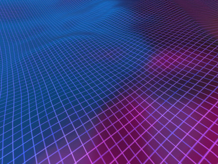 Abstract wireframe landscape on a dark background. 3D Renderingの写真素材