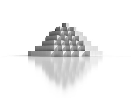Abstract 3d rendering of chaotic metallic cubes in empty space. Futuristic background.3D...