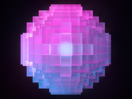 3D illustration of a pyramid stacked with fantastically glowing cubes