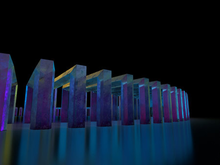 3d render, abstract background, empty room, futuristic architecture, corridor. 3D illustration of a...