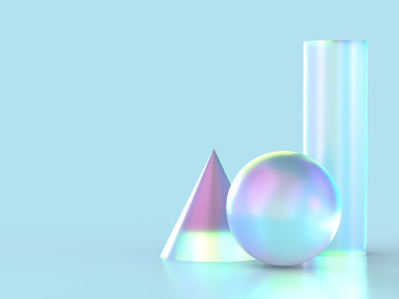 3d render of geometric shapes in pastel colors, abstract backgroundの写真素材
