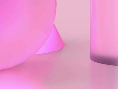 Abstract 3d rendering of geometric shapes in pastel colors. Bauhaus, Futuristic, Elegant background.の写真素材