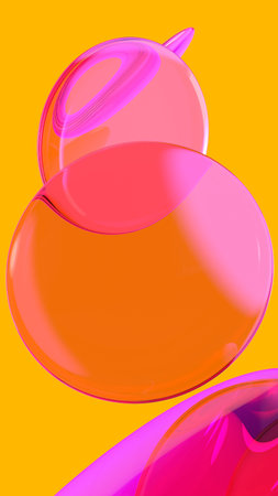 abstract illustration of a drop of water on a yellow background.3D illustration of shining lensesの写真素材