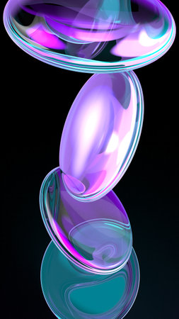 Abstract background with purple glass balls. Computer generated 3D photo rendering.