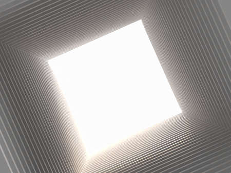Abstract gray and white striped background. 3d rendering, 3d illustration. 3D illustration of a tunnel made up of countless boardsの写真素材