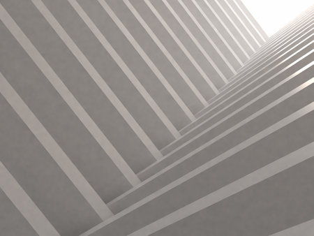 Abstract gray and white striped background. 3d rendering, 3d illustration. 3D illustration of a tunnel made up of countless boardsの写真素材